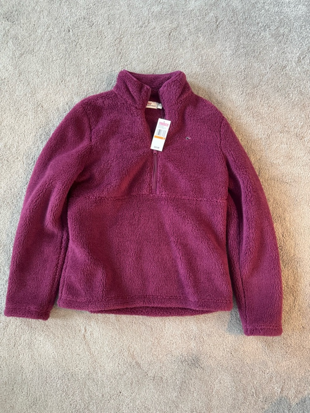 Vineyard Vines Plush Half-Zip Fleece in Berry Pink